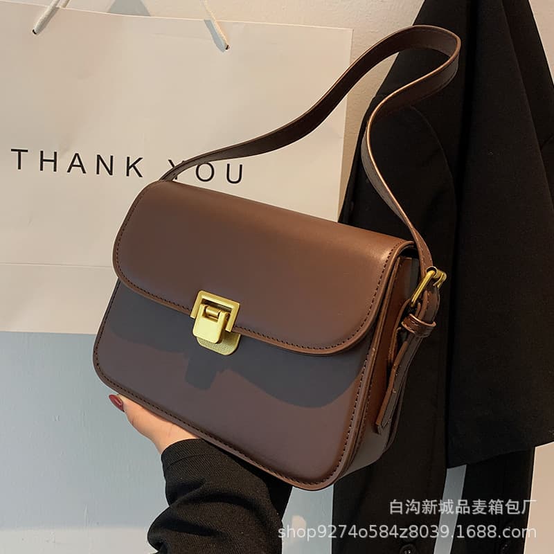 2026 New Style Underarm Bag, Simple Korean-Style Crossbody Bag, Textured Shoulder Bag, British Style Retro Commuter Trendy Women's Bag