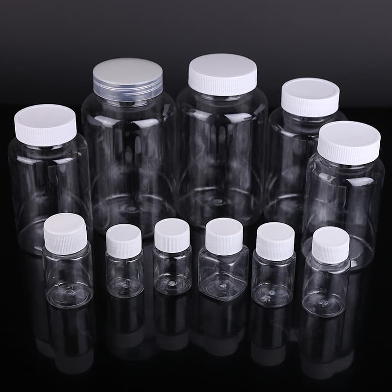 Ready stock wholesale 30ml 50ml 100ml food-grade PET plastic empty bottles, small medicine jars with wide sealing mouths