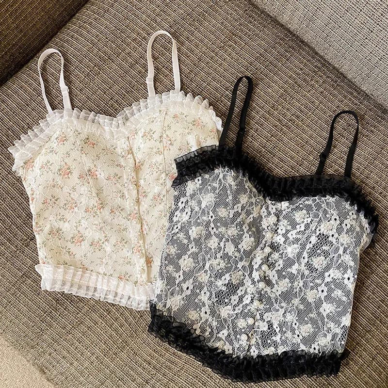Lace Floral Slim Fit Camisole Top Women 2021 New Inner Wear Outer Wear Designer Sleeveless Top