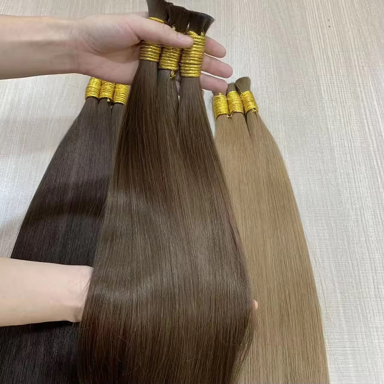 Real Hair Weft Platinum Blonde Hair Weft Mixed Color Balayage Hair Bulk Trusted Factory