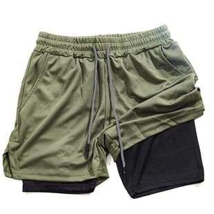 Cross-border Direct Supply New Muscle Men's Casual Double-Layer Quick-Dry Running Training Sports Outdoor Fitness Towel Shorts