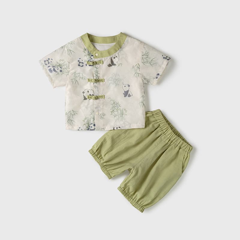 Boys summer suit 2026 new baby style new Chinese style clothes Chinese style short-sleeved two-piece set children's clothing