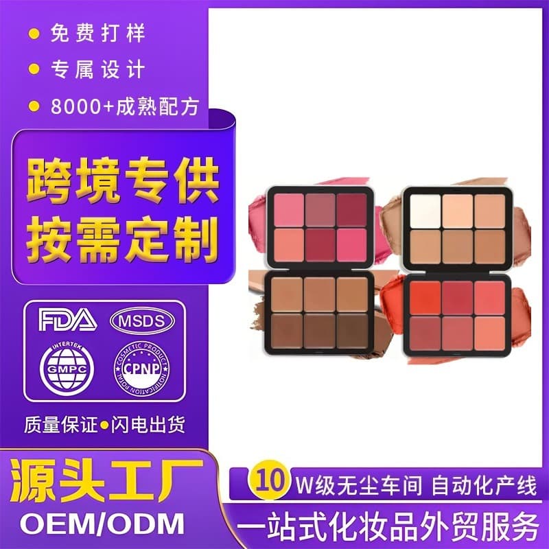 2026 Cross-border 12-color Iron Box Blush Palette Makeup High-gloss Contour All-in-One Palette Matte Concealer Blush Cream New Product