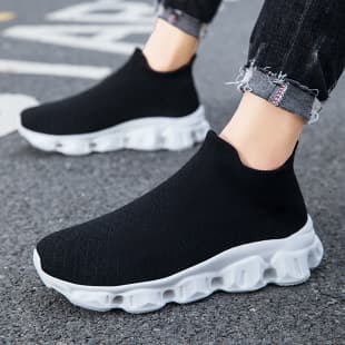 2026 New Style Cross-Border Fly Knit Shoes Big Size Slip-On Casual Shoes Women's Couple Shoes Summer Autumn Breathable Sports Shoes