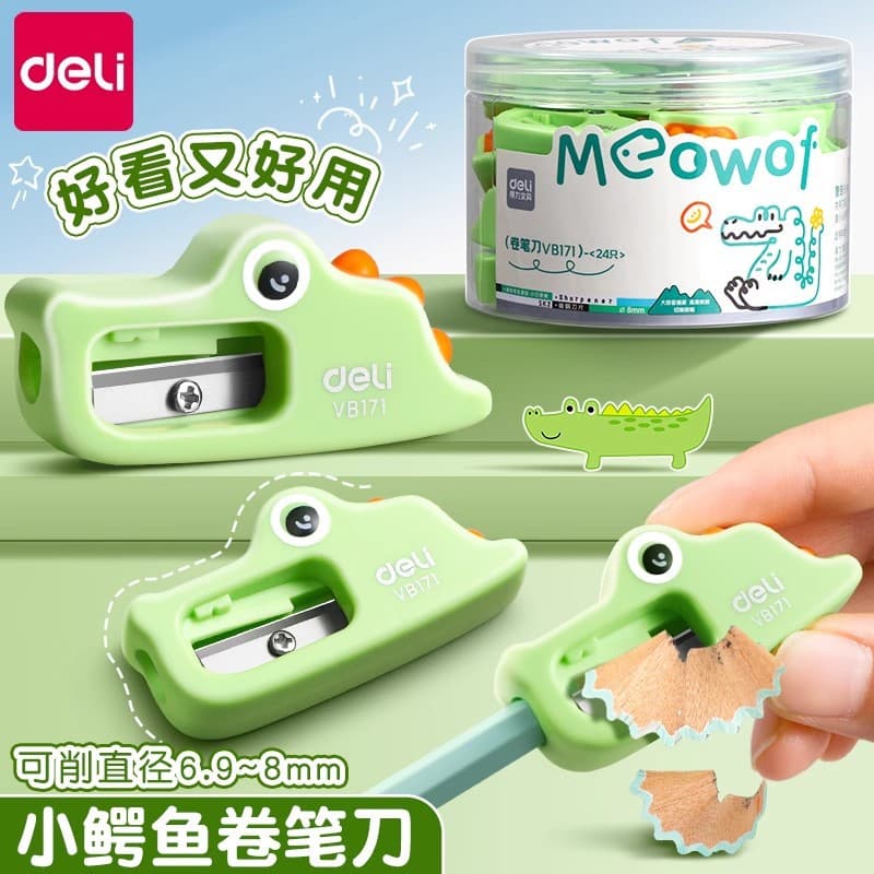 Deli VB171 Alligator Pencil Sharpener, Portable Small Sharpener for Kids, Mini Pencil Sharpener for Students