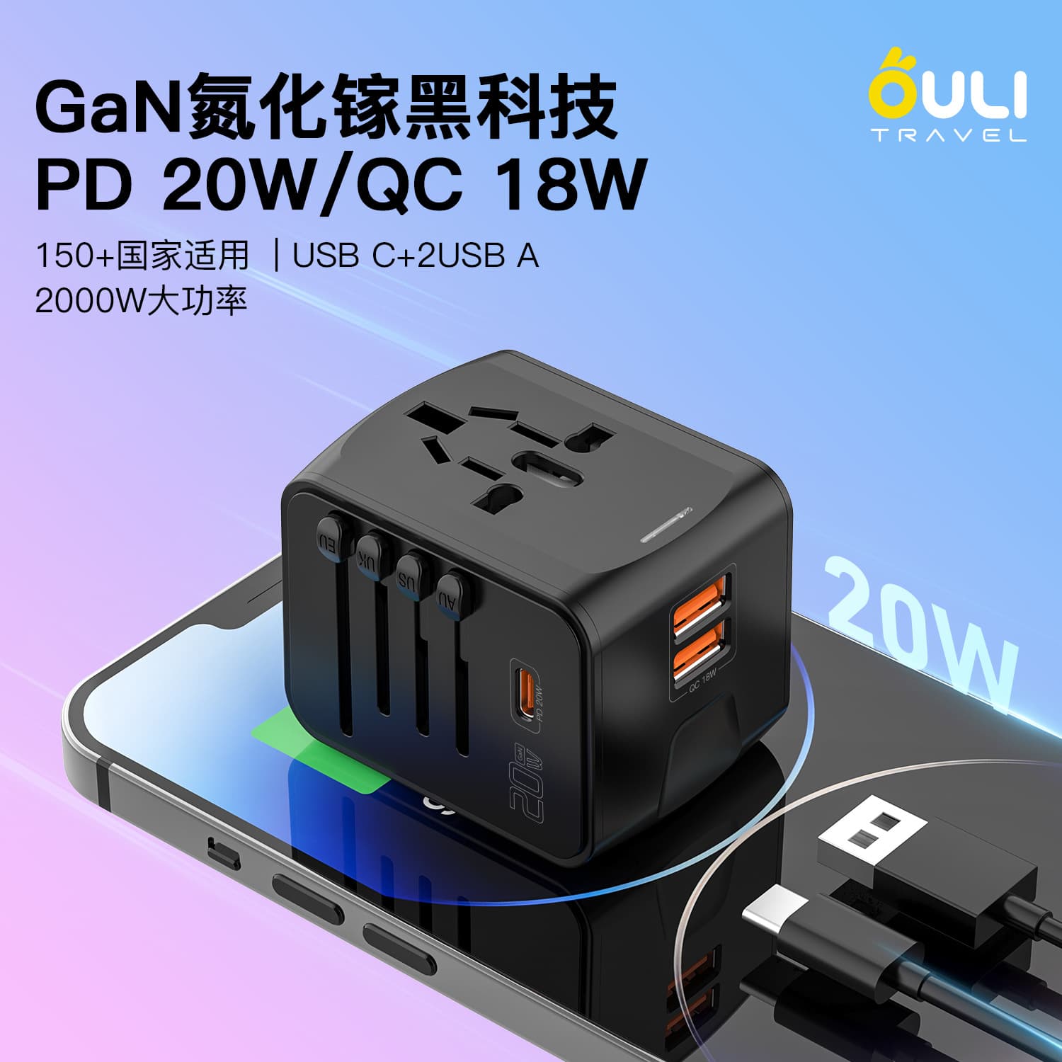 PD20W Fast Charging Travel Adapter QC3.0 Fast Charging Travel Plug Travel Power Adapter