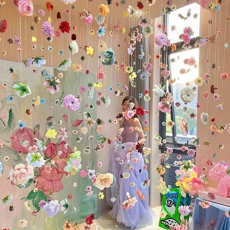 Cross-border Handmade DIY Colorful Floating Simulation Flowers Indoor Decoration Suitable for DIY Creative Flower Curtain