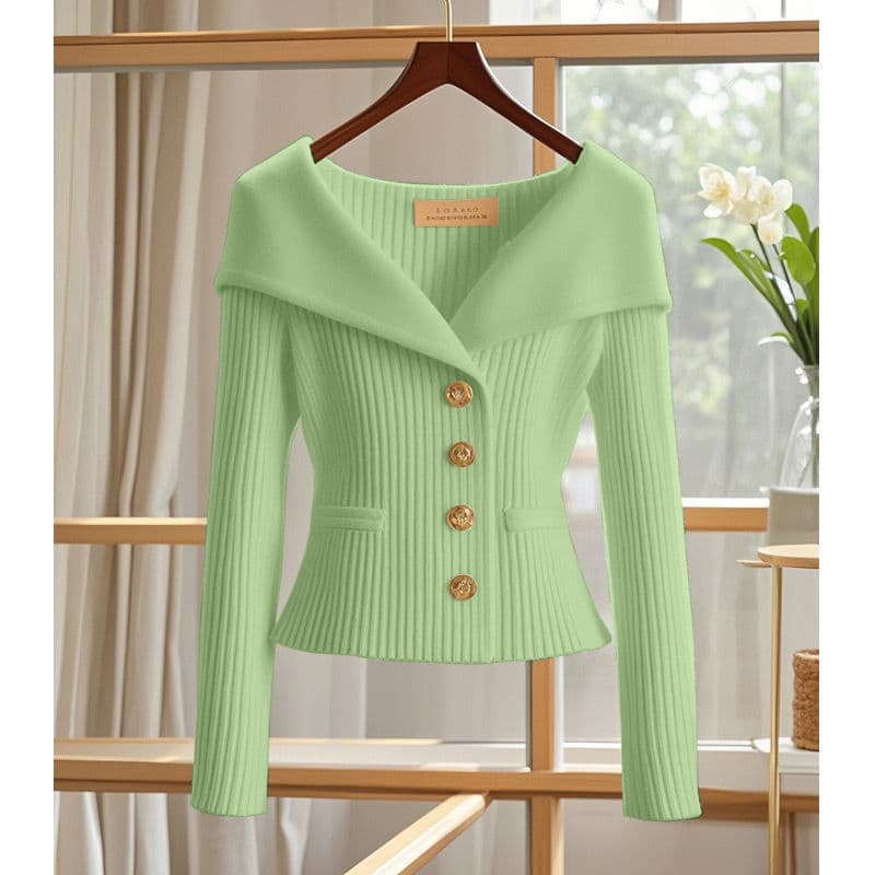 2024 Autumn New Style Chanel-style Knitted Cardigan Top Designer Niche High-end Button Waist Sweater