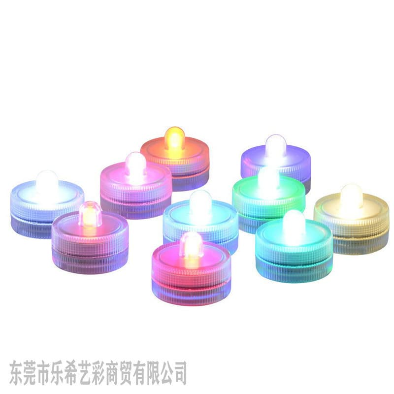 Round LED waterproof candle light colorful electronic candle light aquarium fish tank submersible light script prop