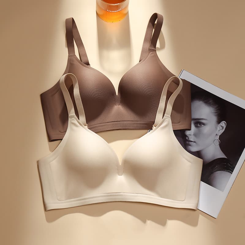 Seamless Comfortable Women's Underwear Thin Gathered Wireless Bra Prevents Side Breast Collection And Sagging Nylon Fabric