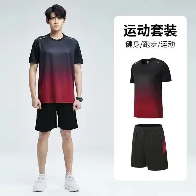Summer Quick-Dry Short-Sleeve Sport Shirt Badminton Wear Men's Running Outdoor Wholesale Set