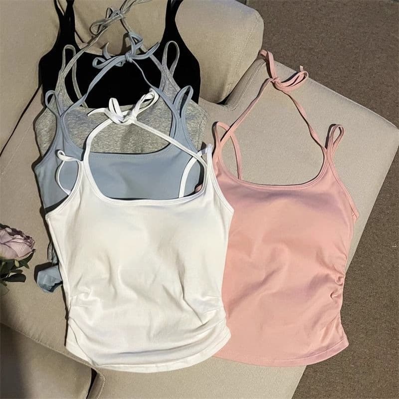 Ruffled Waistband Strapless Bralette with Removable Pads, Adjustable Neck Strap and Tie-Back, Sweet and Gentle Y2K Style, Thoughtful Design Top