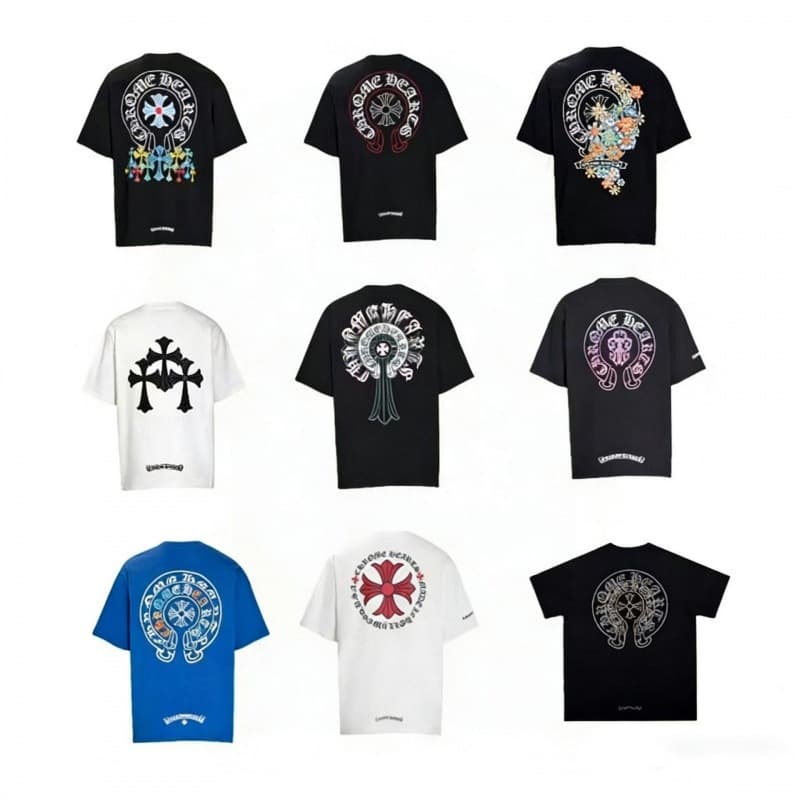Cross-Border European and American Fashion Sports Chrome Heart Men's T-Shirt Chrome Trendy Street Style Unisex Short-Sleeve
