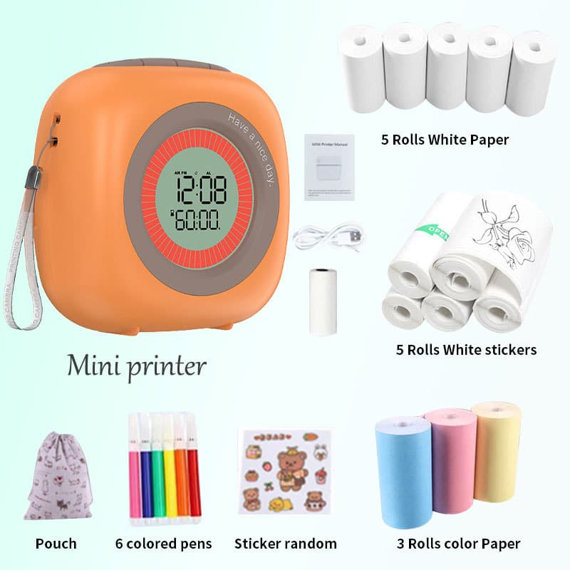 Mini label printer thermal printing home portable printing photo document copying learning pocket question answering machine