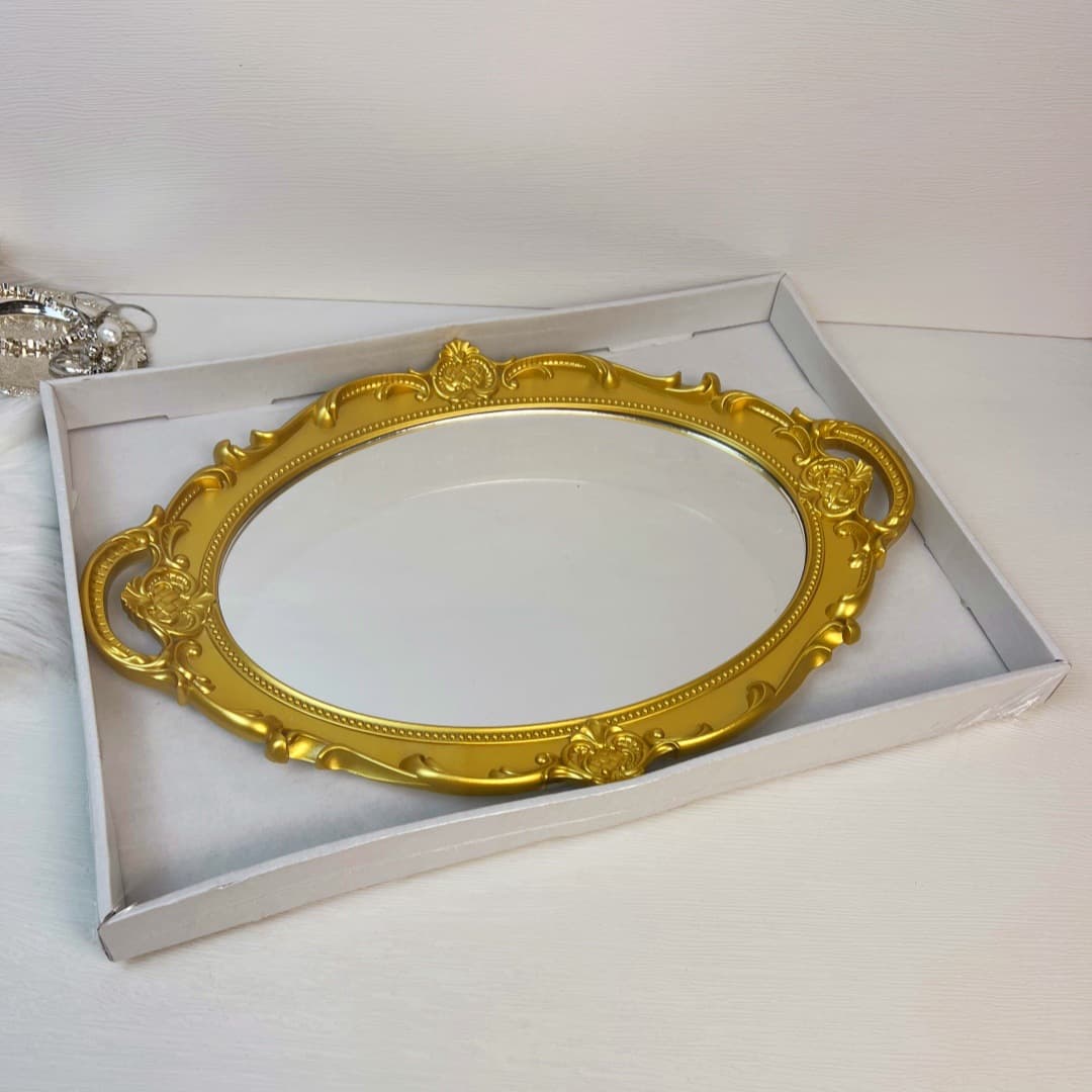 Factory Wholesale French Vintage Glass Mirror Tray, Ins-Style Decorative Ornament, Jewelry Display Mirror Storage Tray