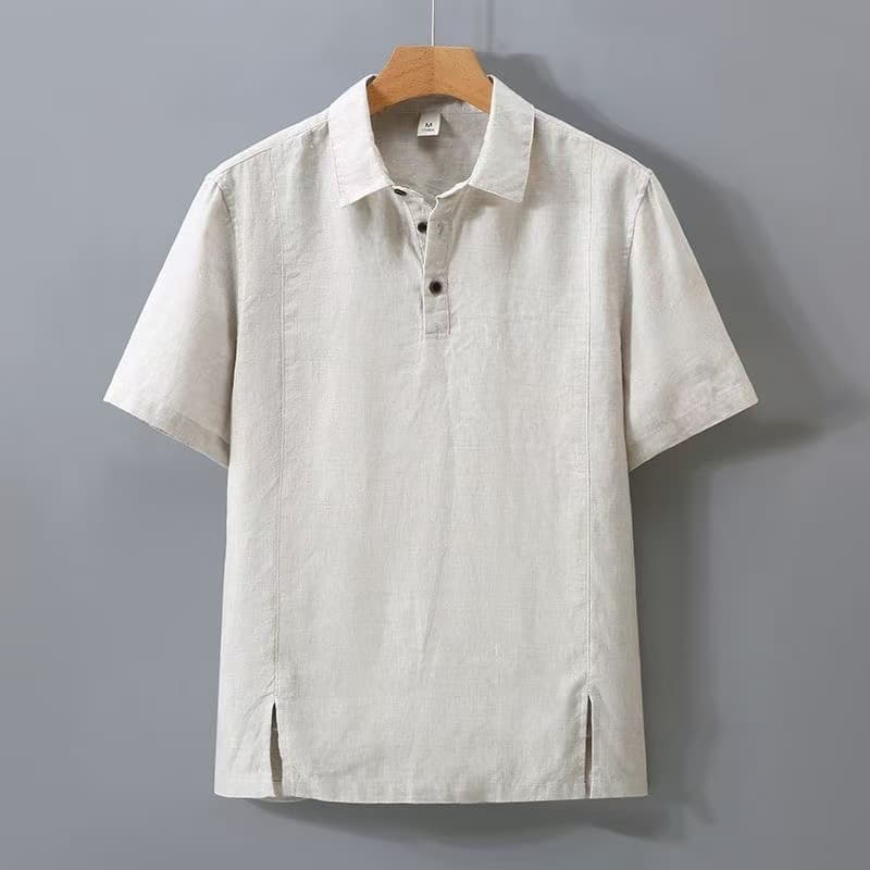 Chinese Cotton Linen Men's Short Sleeve Shirt Summer New Fashion Turn-down Collar T-shirt Thin Casual Loose Linen Shirt