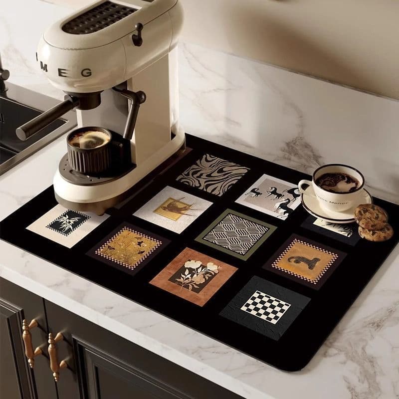 Kitchen Countertop Drying Mat, Bar Table Non-Slip Water Absorbent Diatom Mud Anti-Fouling Tableware Table Dryer