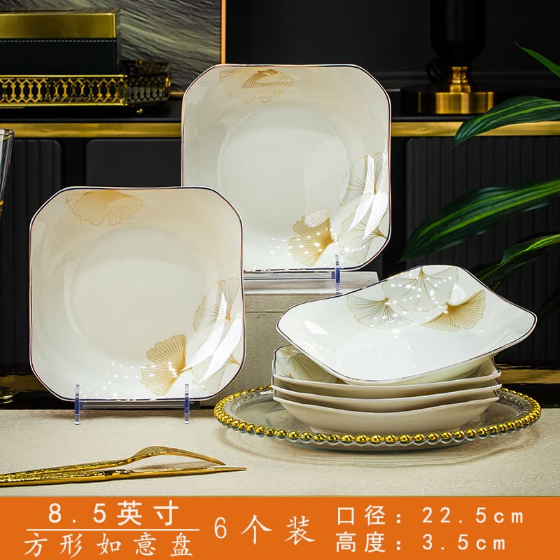 New Bone China Bowl and Plate Set Jingdezhen Light Luxury High-Temperature Ceramic Bowls Plates Chopsticks Wedding Housewarming Gift Factory Wholesale