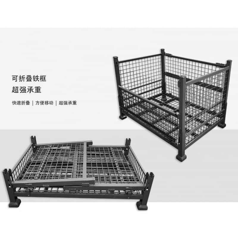 Galvanized Heavy Duty Warehouse Wire Mesh Folding Iron Box Wholesale Storage Cage Iron Basket