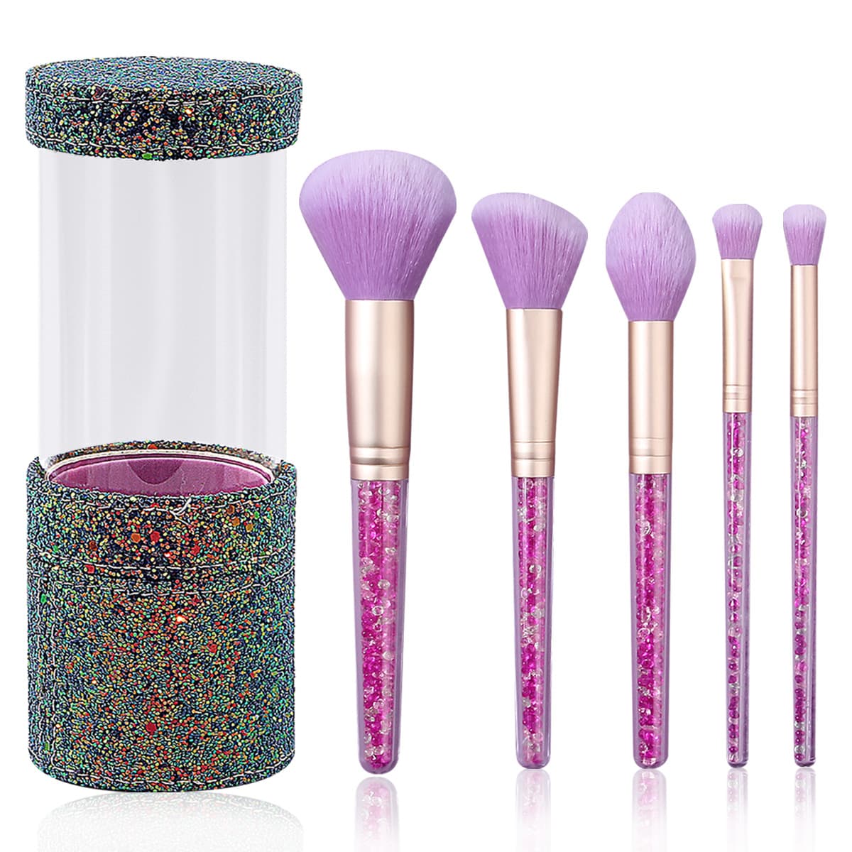 5-Piece Diamond Handle Makeup Brush Set Soft Bristle Eyeshadow Blush Powder Brush Blending Brush Barrel Packaging