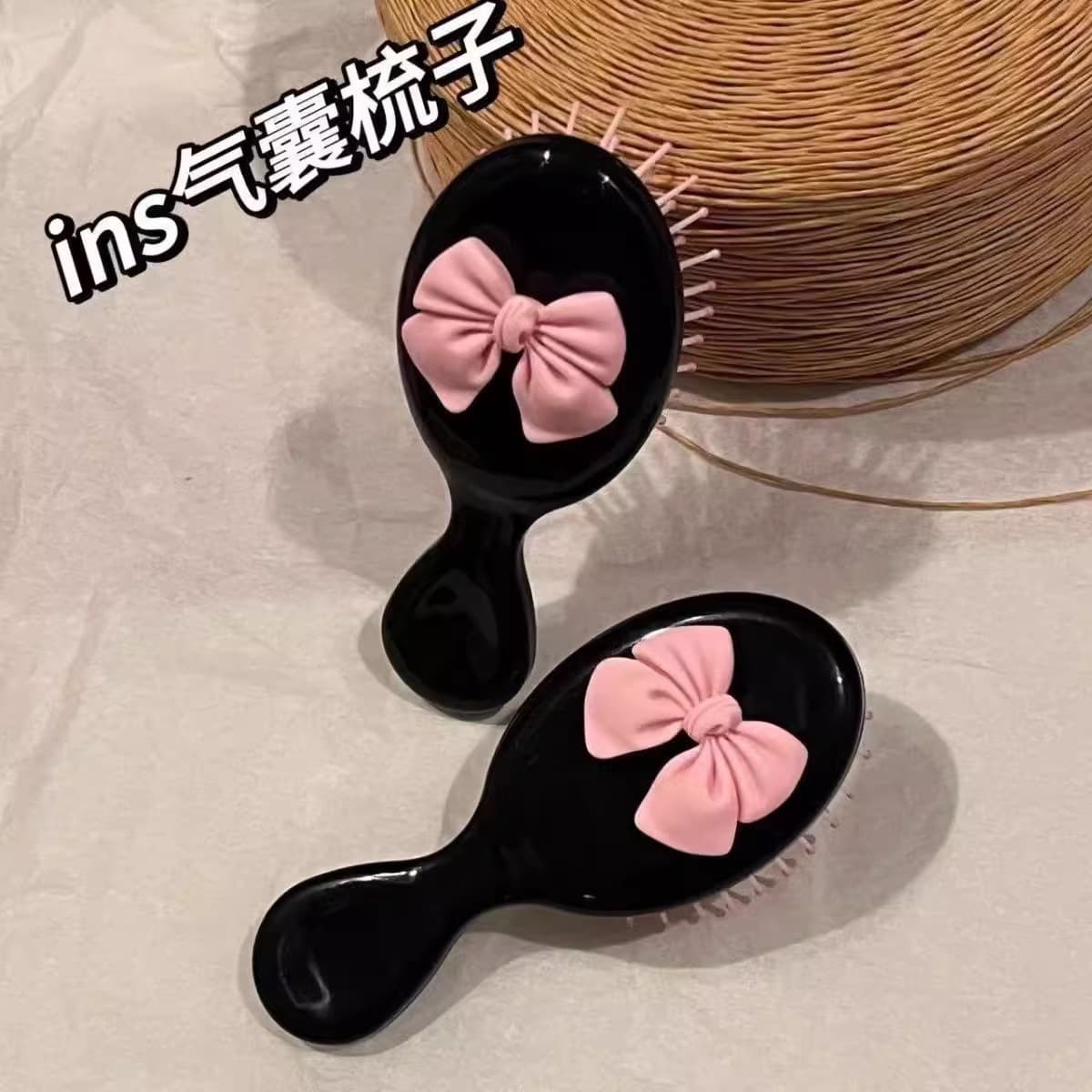 Small Comb Massage Comb Cute Pink Bow Soft Girl Portable Folding Cushion Comb Air Cushion Comb