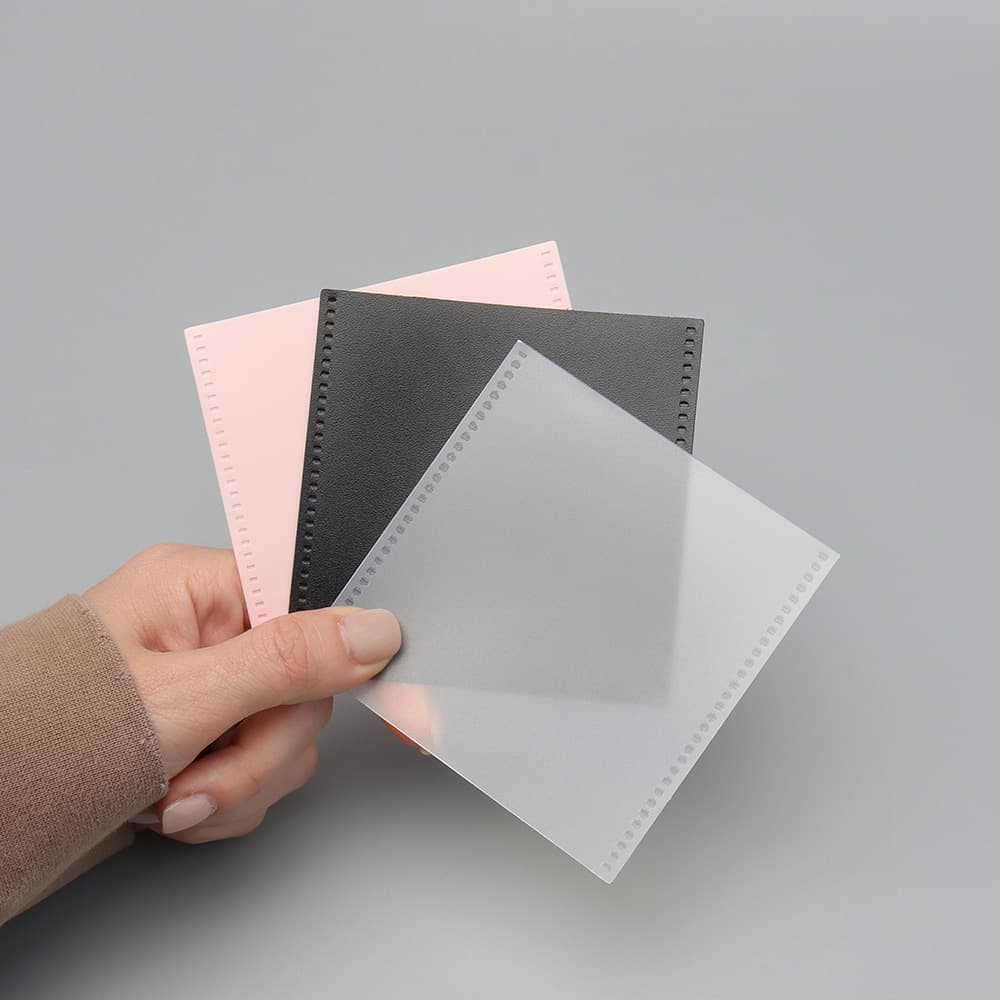 88x88mm Square Currency Holder - Frosted Pink/Black PP Square Bill Pouch, Savings Budget Money Bag