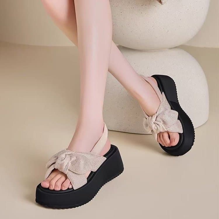 Fashion Hot-Selling Thick-Soled Platform Sandals for Women, 2026 Summer New Open-Toe Sandals with Rhinestones, Casual Beach Sandals