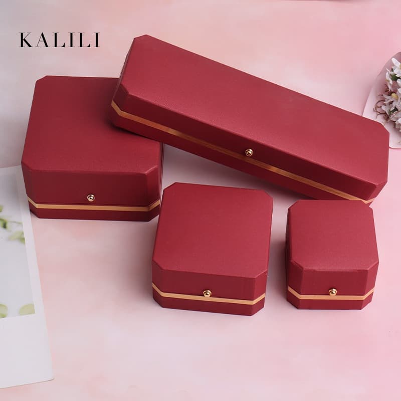 Jewelry Packaging Gift Box Octagonal Gold Edge Rivet Ring Pendant Bracelet Necklace Storage Box Custom Logo