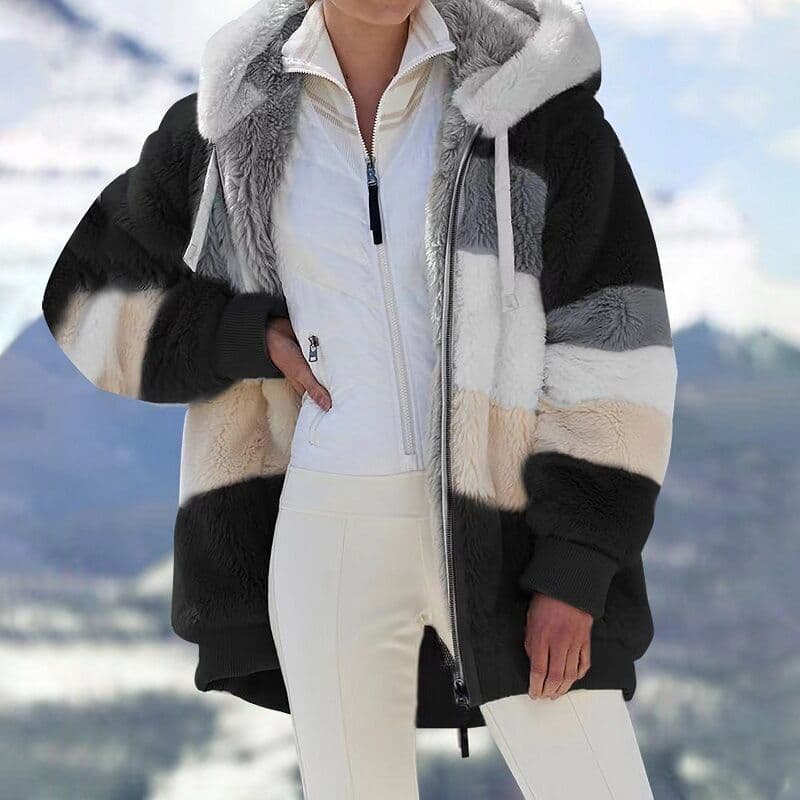 In Stock Wish Cross-border Amazon Independent Station Hot Selling European and American Women's Winter Warm Loose Plush Coat