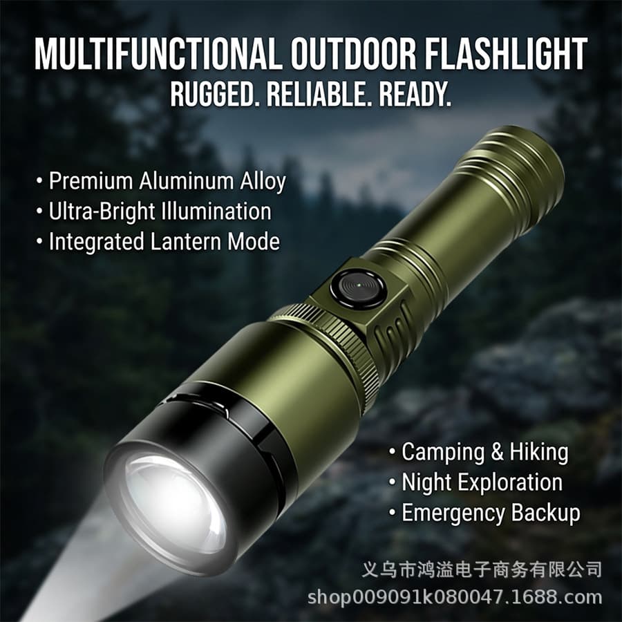 Cross-border flashlight outdoor aluminum alloy ultra-bright white laser bright zoom 18650 flashlight emergency