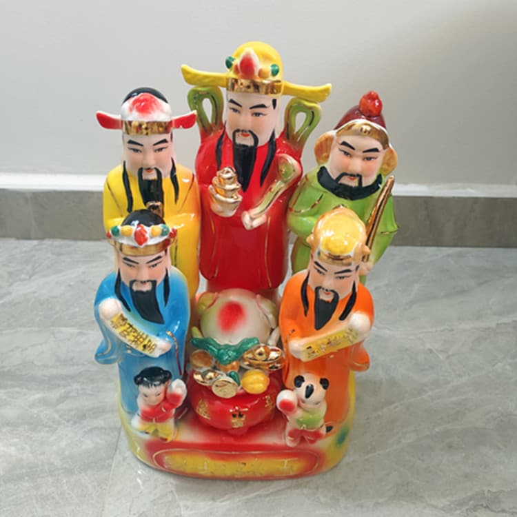 Wholesale Craft Five Roads God of Wealth Buddha Statue, Fade-Resistant Ceramic Desktop Home Office Ornament