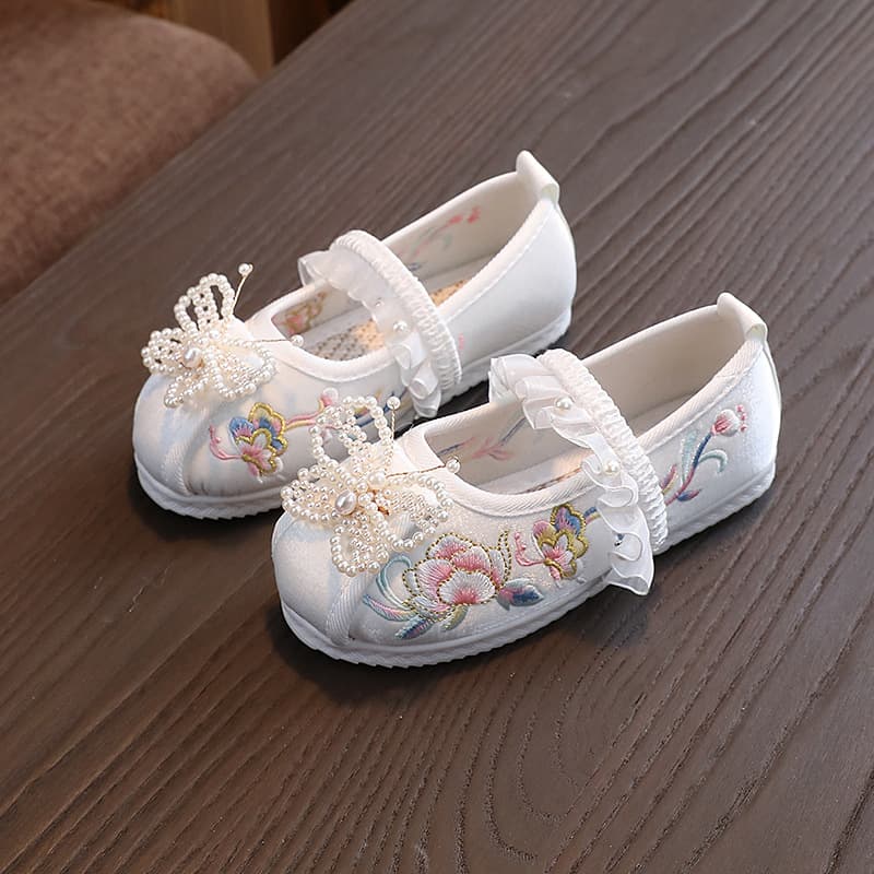 Girls' Hanfu Shoes, Children's Horse Face Skirt Shoes, Spring and Autumn Chinese Style Shoes, Ancient Style Embroidered Shoes, New Chinese Style Performance Shoes