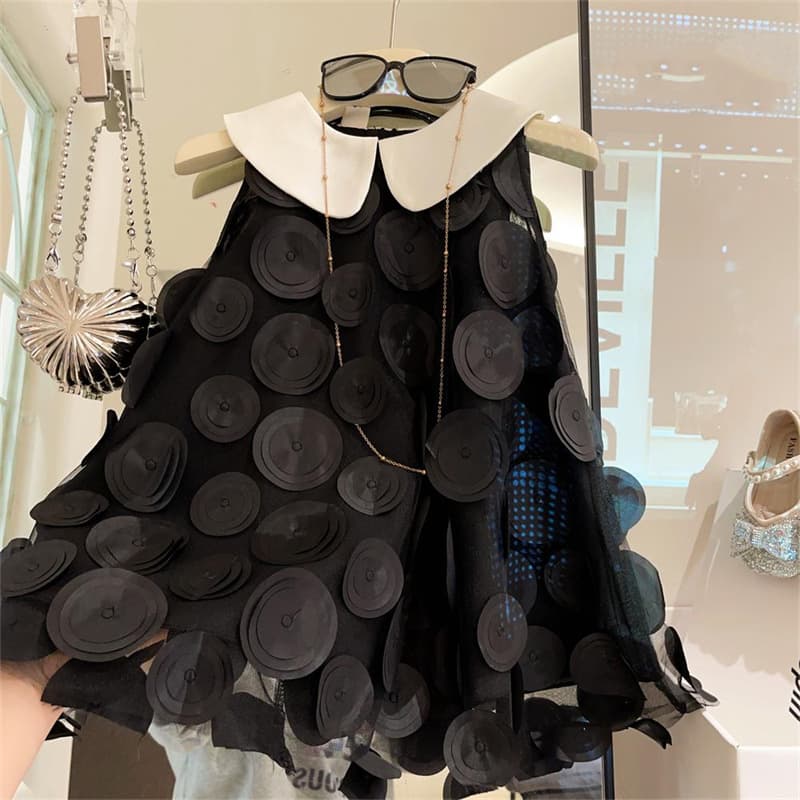 Girls' Fashionable Design Vest Dress 2065 New Summer Children's Elegant Princess Dress Baby 3D Sequined Dress