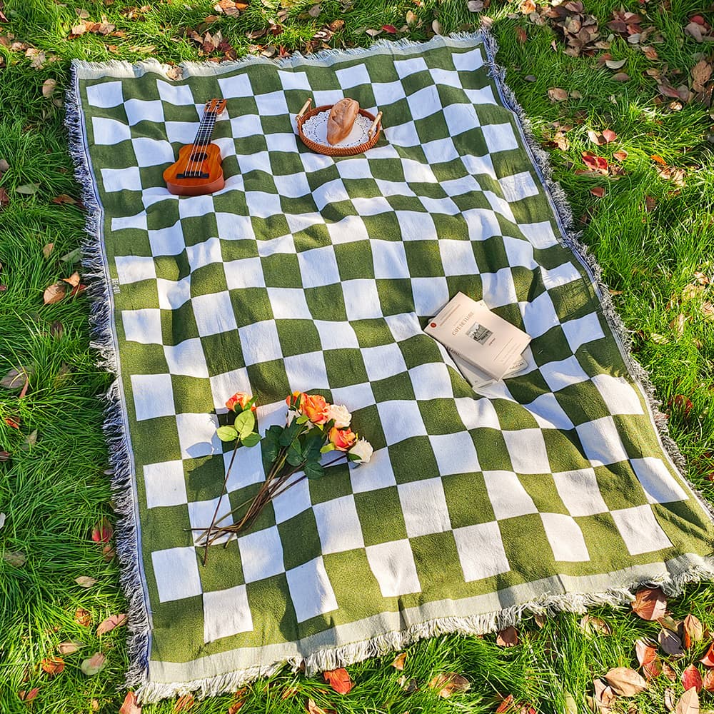 Camping Blanket Picnic Mat American Cross-Border Outdoor Camping Tablecloth Nap Cover Knitted Thread Blanket Tent Moisture-Proof Ground Mat