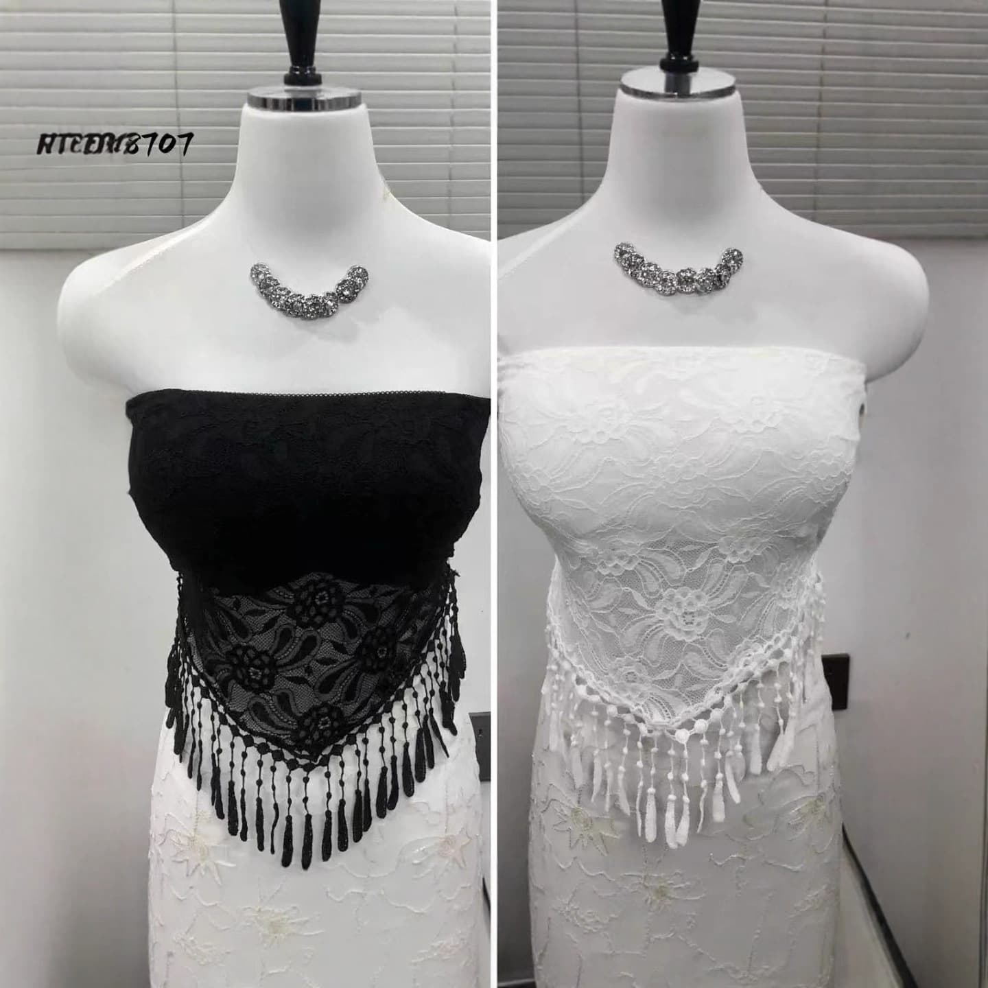 White Sexy Lace Sheer Fringe Camisole Top Women's Summer New Off-Shoulder High-End Versatile Tube Top