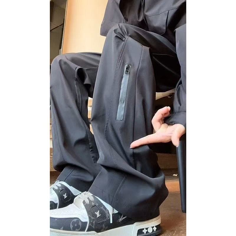 Autumn/Winter Mountaineering Outdoor Casual Pants for Men, Trendy Brand Windproof Pants, Thick Loose Versatile Quick-dry Fleece-lined Sports Trousers