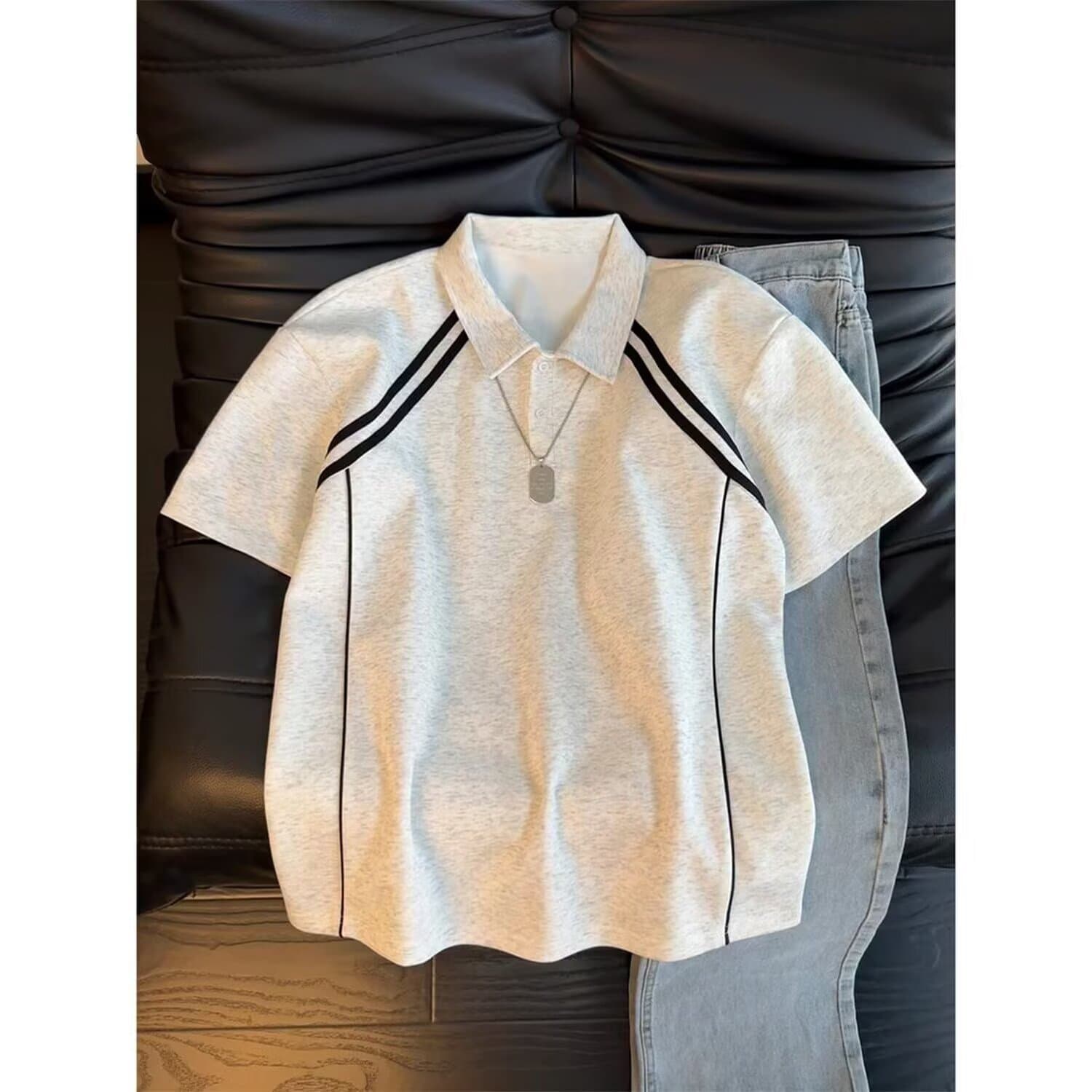 Men's Summer 2026 New Trendy Rogue Two-Stripe Polo Shirt Short Sleeve Top