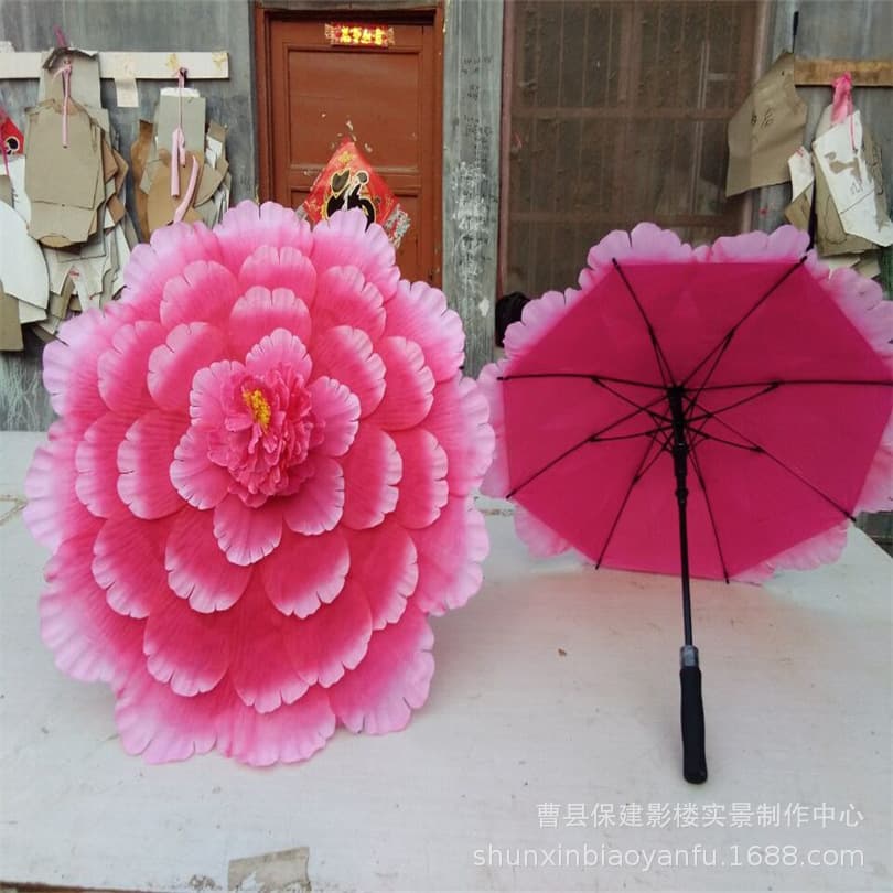 Dance Prop Flower for Young Children's Dance Performance Hand Flower Handheld Peony Flower Umbrella Performance Prop Flower Square Dance
