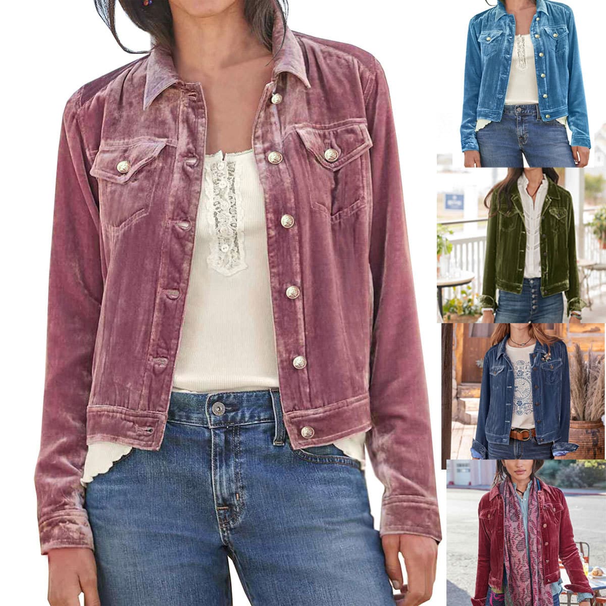 2025 European and American New Women's Velvet Jacket for Amazon Wish Cross-border, Short Workwear Top Blazer