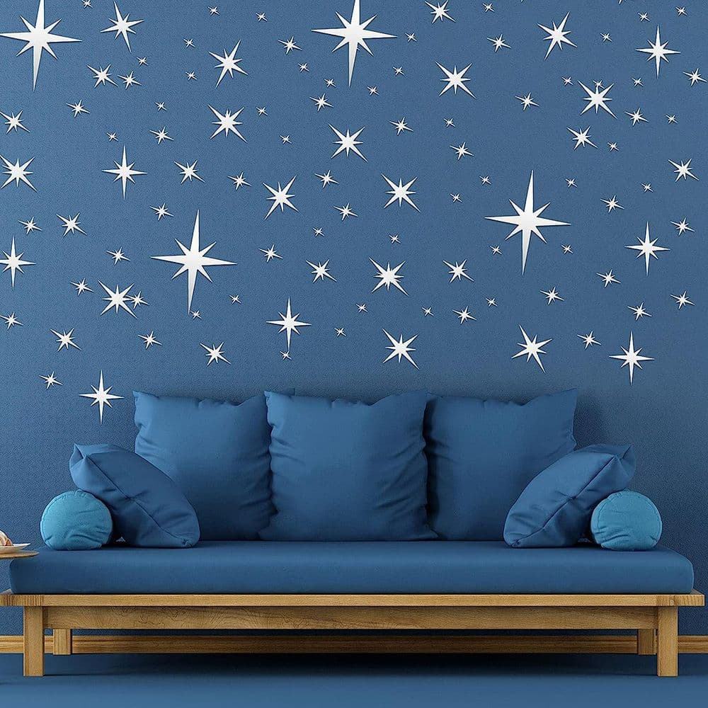 Acrylic Star Mirror Sticker Self-Adhesive Waterproof Wall Sticker Children's Room Decoration Living Room Bedroom Mirror Wall Sticker Eight-Pointed Star