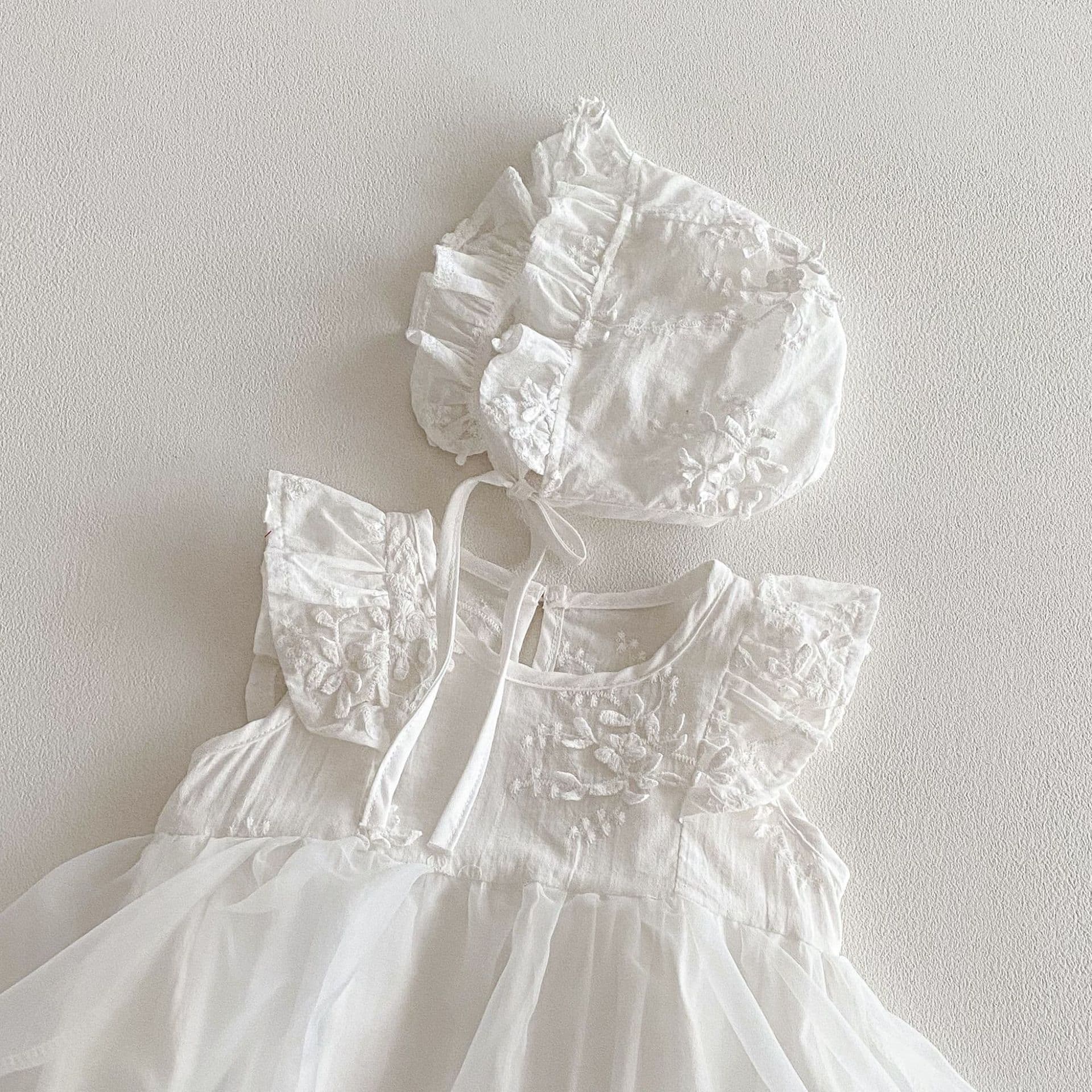 2026 Summer Baby Girl Dress Princess Gown with Flutter Sleeves and Tulle, 1st Birthday Princess Dress
