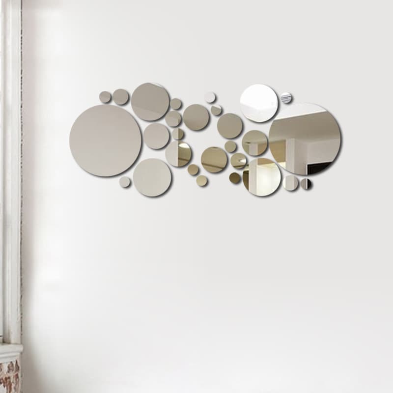 Cross-border hot-selling mirror wall stickers, round mirrors, fashionable 3D stereoscopic decorations, large circles, 15cm, available in sets of 32 and 26.
