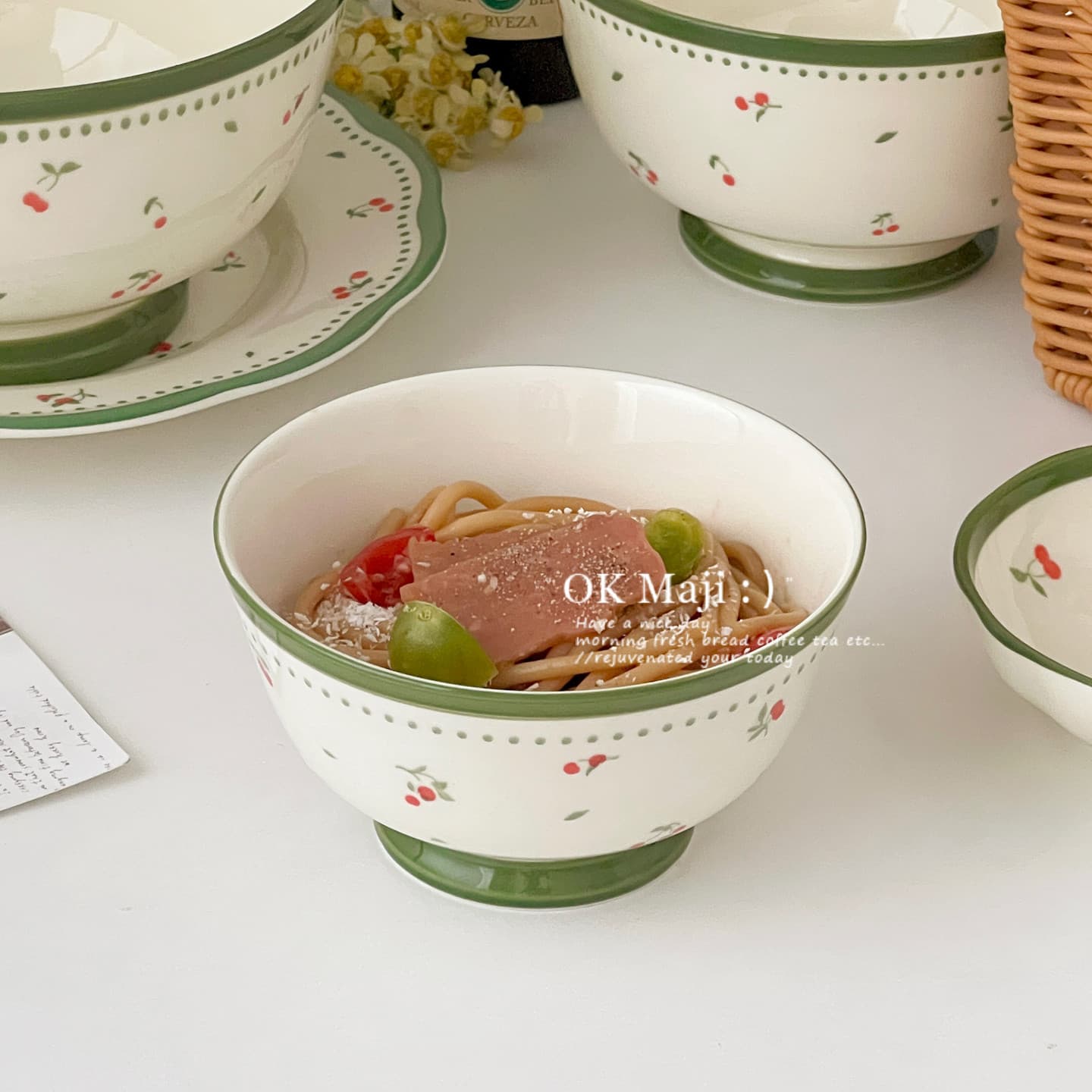 Under-glaze Color Rice Bowl Home 2026 New Style High-foot Bowl Personal Beautiful Bowl Ceramic Dessert Bowl Soup Noodle Bowl