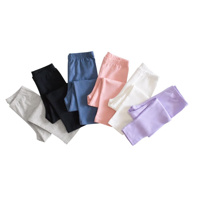 27home Girls Summer Thin Fashionable Base Layer Pants Cotton Korean Style Nine Points Princess Pure Color Middle Small Children