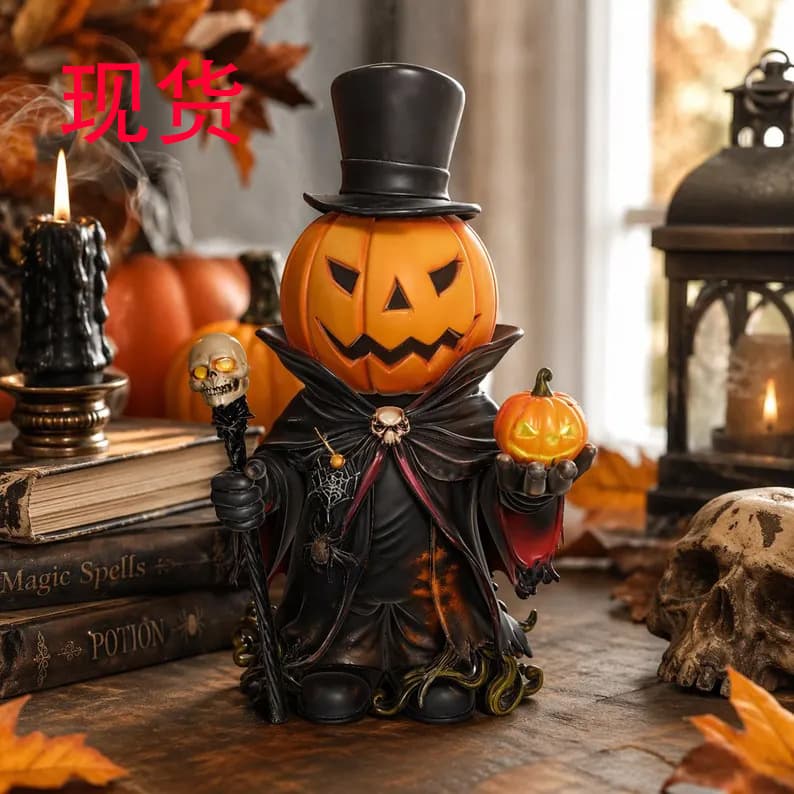 Cross-border New Halloween Pumpkin Gentleman Statue Spooky Halloween Jack-o'-Lantern