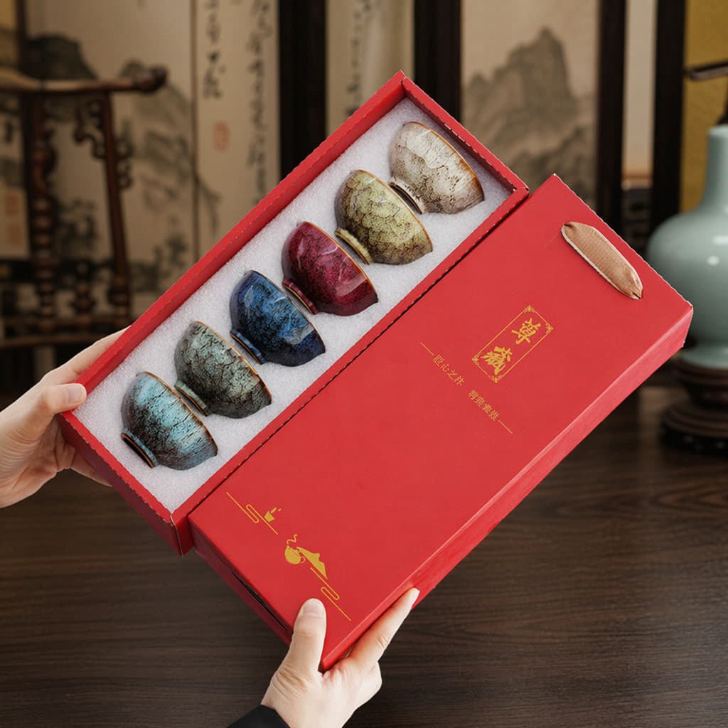 Kiln transformation tea cup master cup teacup ceramic gift box souvenirs festive gifts business public relations gifts