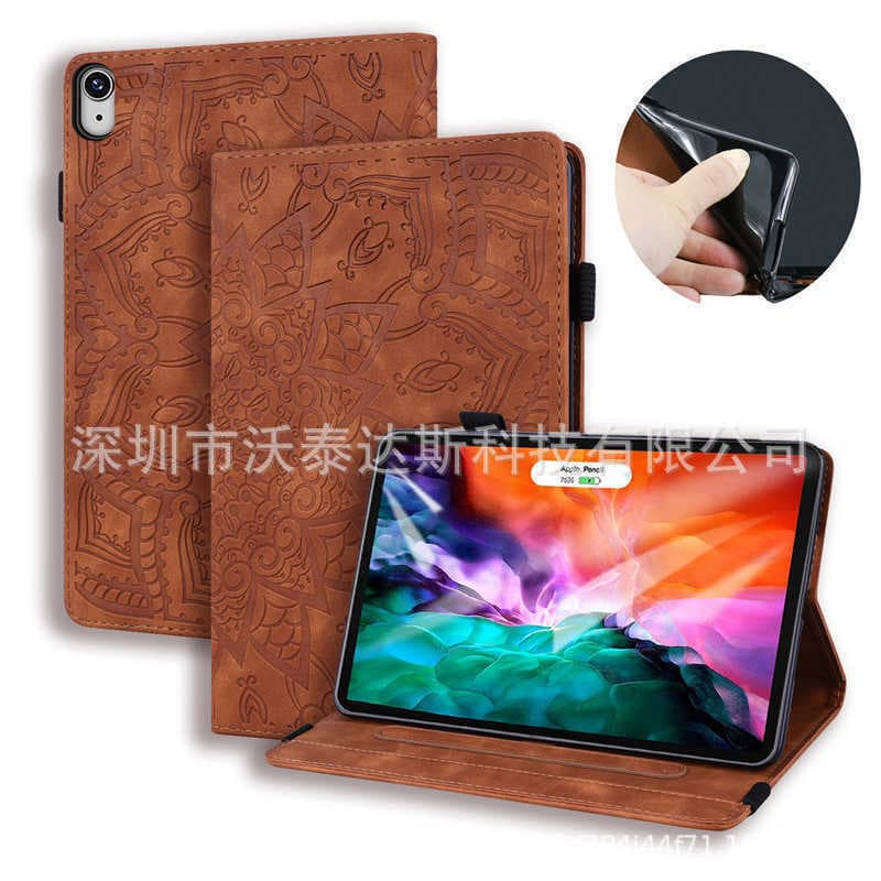 For Samsung Galaxy Tab A7 10.4 2020 Wallet Card Slot Tablet Case T500 Cowhide Grain Embossed Leather Cover