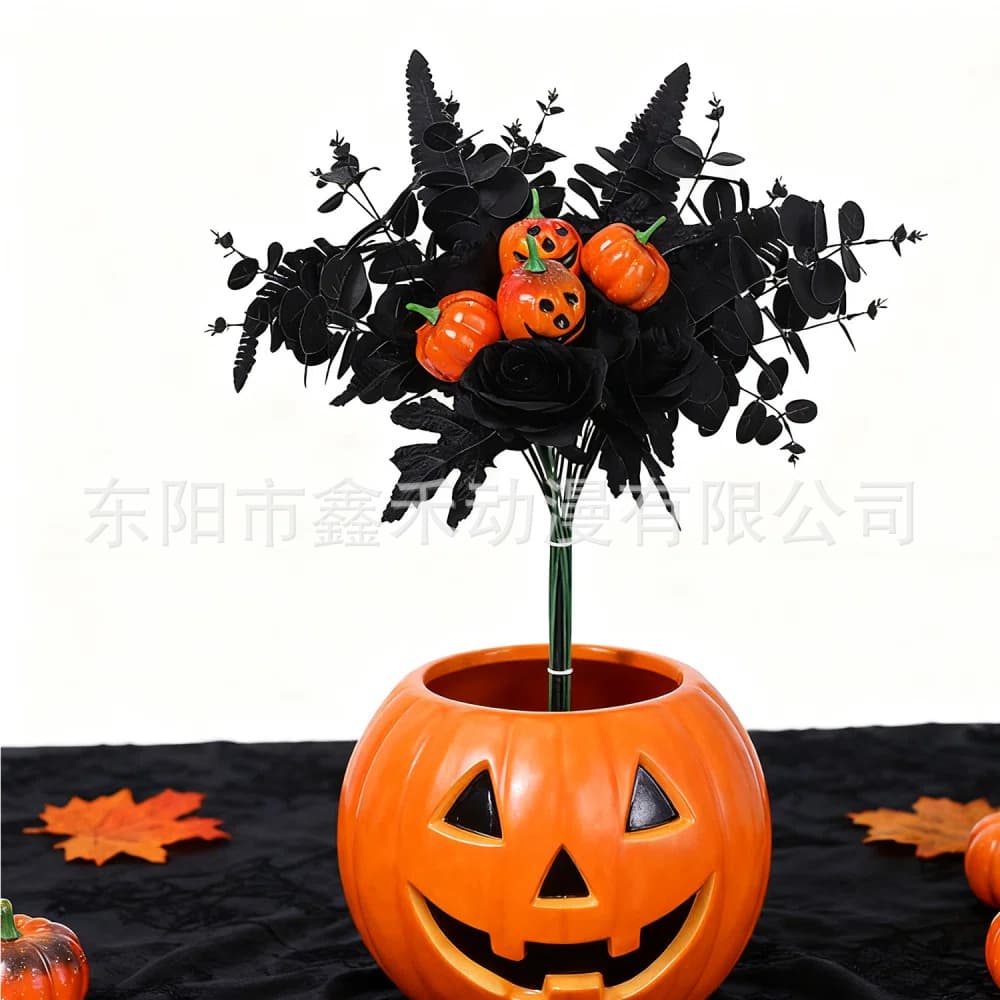 Artificial Maple Leaf Bundle Halloween Decoration Ornaments Amazon Autumn Pumpkin Black Decor