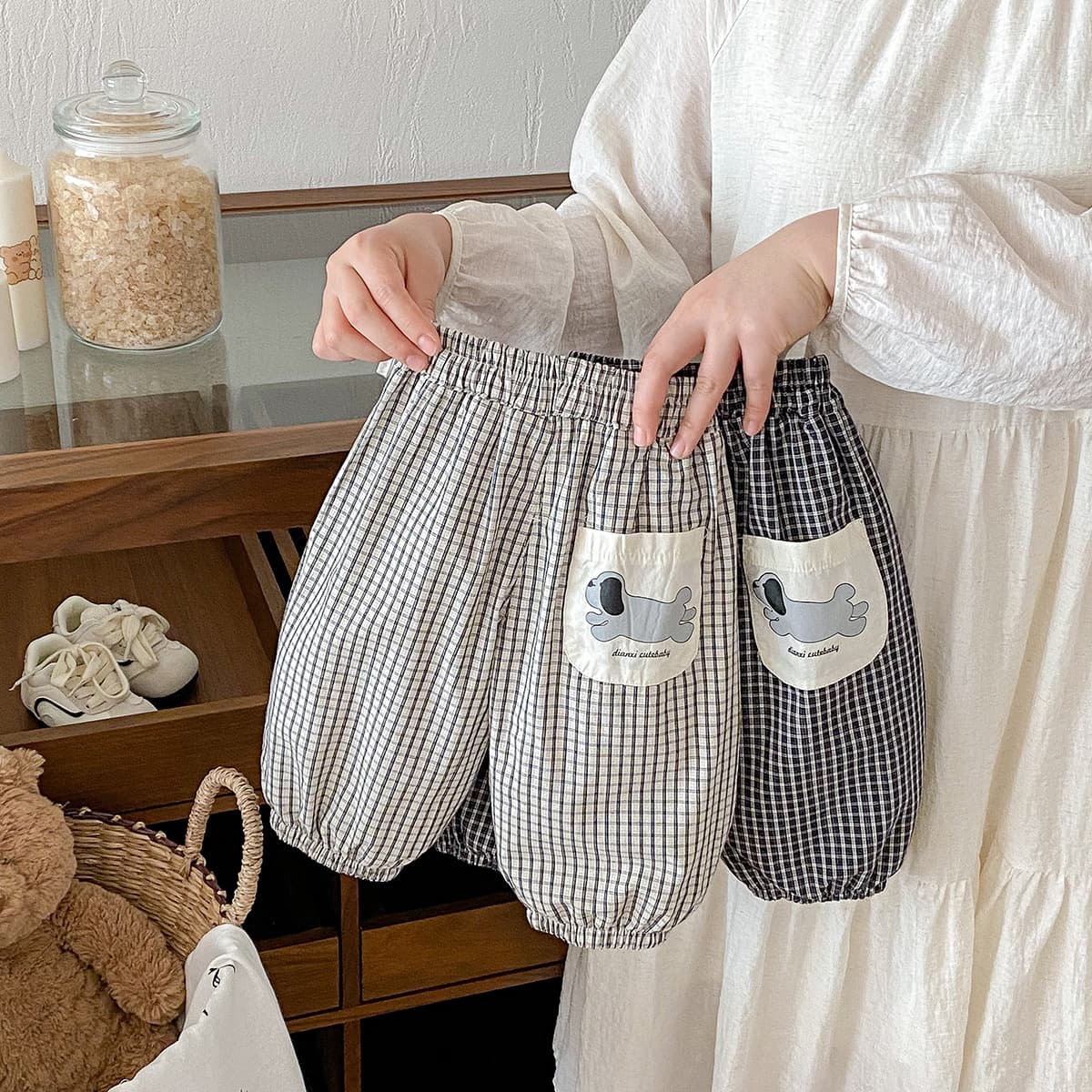 Infant and toddler pants summer style new style checkered pants thin loose anti-mosquito pants casual leggings pants versatile Korean version