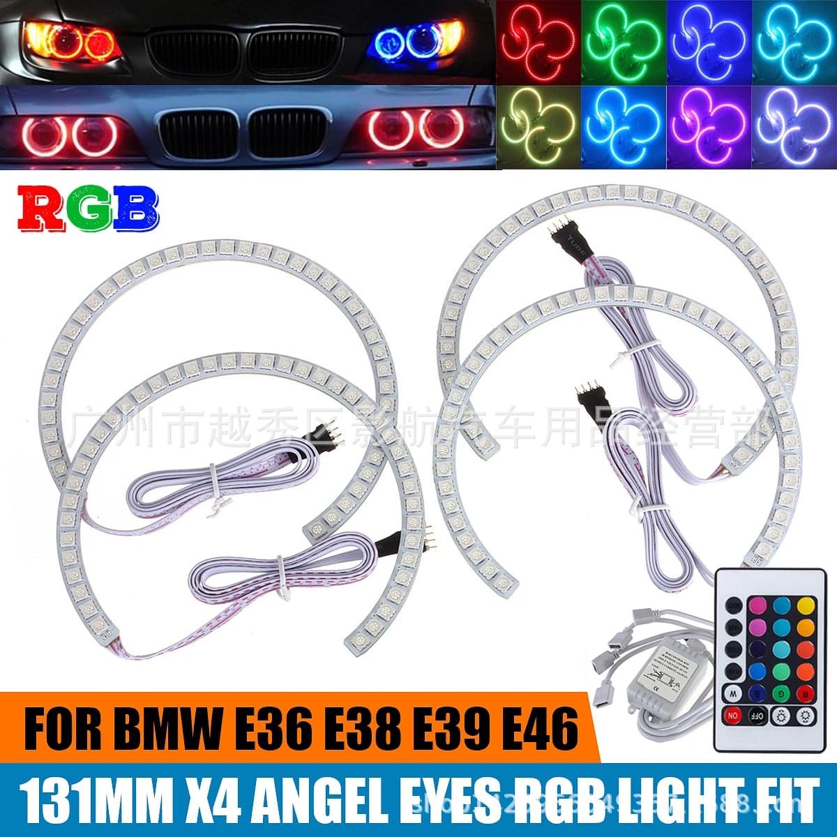 For BMW E36 E38 E39 E46 M3 Angel Eye Halo Ring 131 RGB 5050 SMD LED